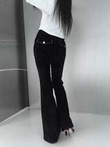 velvet stud bootcut pants