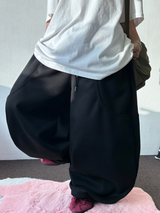 HIGH QUALITY ✨ダブルポケットスウェットオーバーバルーンワイドロングパンツ - 6 COLORS