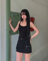 [U-BASIC] Boldy Line Ribbed Crop Sleeveless