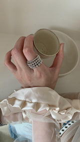 Silver layered bold ring