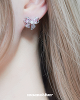 [925SILVER NEEDLE]ピンクリボンキュービックピアス