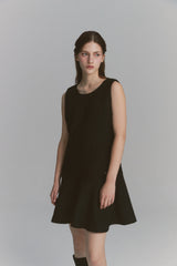 Back Ribbon Tweed Dress Black