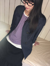 Yukomi Three Quarter Button Nylon Double Jacket