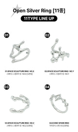 [2PACK][Silver] Open Ring (Choose Two of 11 types) (Random Gift Additional)