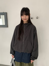 [unisex] コパットチェックフードウインドブレーカージャンパー