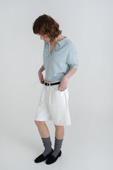 Vanilla frill knit_skyblue
