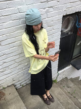 [unisex] チビ ダブルニー ワイド コットン バンディング パンツ
