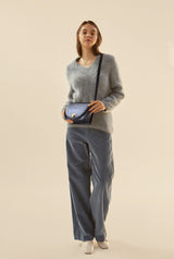 ISLE MINI CROC ショルダーレザーバッグ / Wani Navy