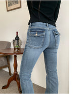 Serin Back Pocket Brush Slim Fit Low Bootcut Long Pants (2 colors)