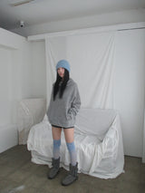 high-neck knit hoodie