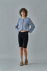 Frill crop jacket_skyblue
