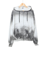 Spray washed hood zip-up