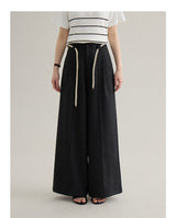 High-waisted straight wide slacks
