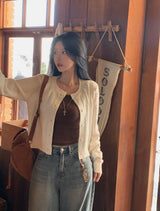 [BELLIDE MADE] Peanuts, buccul semi-cropped cardigan