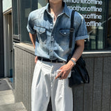 LMN Labo Slab Western Short-Sleeve Denim Shirt (5 colors)