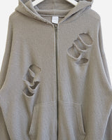 Broken Knit Hooded Zip-Up