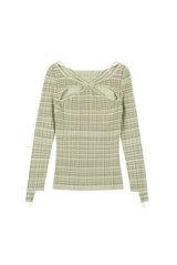 Hole Strap Knit Top (GREEN)