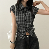 Motsu Check Side String Short Sleeve Shirt