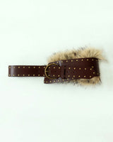 a mink fur ethnic wide belt