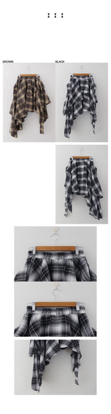 ベルトチェックピーススカート (BROWN, BLACK 2COLORS!)