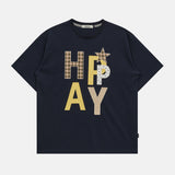 ハッピー パッチワーク ハーフスリーブ Tシャツ