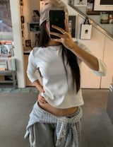 オータムボートネックセミクロップスリークウォーターTシャツ