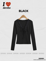 Pure Designer Lace V-neck Long Sleeve T-shirt