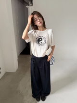 belted denim wide slacks