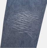 Drain embossed washed balloon denim pants