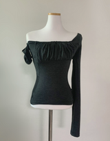 Gateni shirring unbal top (dark gray)
