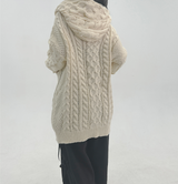 (KNIT DRESS + ZIP-UP) ソフトルーズフィット2WAYケーブルフードニット - 2 COLOR