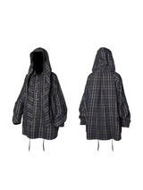 RELABEL Spatial Relations (Hollow Ring Cavity) Colour-Woven チェック柄デュアルフォームルーズミドル丈シャツスタイルカバーオール
