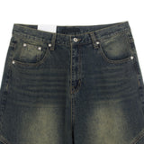GJ5096 Biker incision wide denim (2 colors)