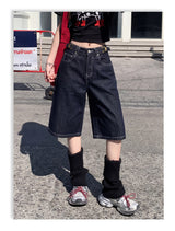 Heritage Retro Adjustable Waist Denim Bermudas