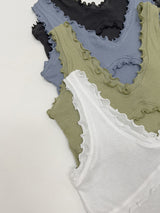 Ruffle V-Neck Sleeveless Top