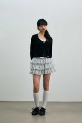 LYLA LAYERED CARDIGAN / BLACK-WHITE