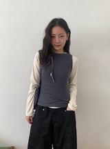 ロヤンカラーラウンドリブタンクトップ