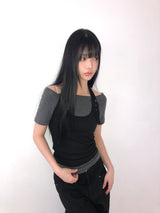 デンダー ボタン ホルター 半袖Tシャツ