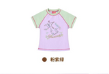 コントラストカラープリンティドラウンドネック半袖Tシャツ