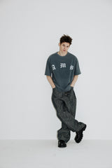 ヴィンテージペイズリーTシャツ (Ashed-blue)