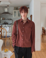 クロヴェン チェック ロングスリーブ クロップ シャツ