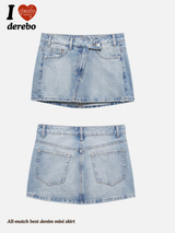 All-match best denim mini skirt