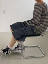 Nylon wide banding half pants 2C