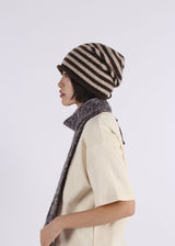 STRIPE SHIRRING LOOSE BEANIE