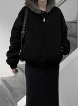 (Unisex) ケロンファーフードボンバーコットンジャンパー