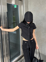 サイレントソウルレースアップタイクロスハンティングキャップ (Black)