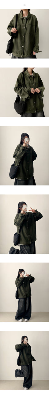 Eit Overfit Solid Cotton Trucker Jacket