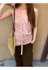 チョーカーVネックラップノースリーブTシャツ