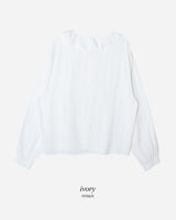 #Frill Collar Strap Puff Long Sleeve Blouse