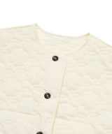 Women’s Clover Heart Quilted Short Vest Light Yellow